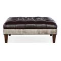 Bradington-Young XL Fair-N-Square 42.5" Wide Genuine Leather Tufted Square Cocktail Ottoman in Brown | 17.5 H x 42.5 W x 42.5 D in | Wayfair