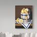 Charlton Home® 'Blue Striped Lemons' Oil Painting Print on Wrapped Canvas in Black/Brown | 19 H x 14 W x 2 D in | Wayfair