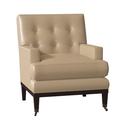 Armchair - Duralee Downtown 34" Wide Tufted Down Cushion Armchair Faux Leather in White/Brown | 35 H x 34 W x 29 D in | Wayfair