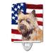Caroline's Treasures USA American Flag w/ Fox Terrier Ceramic Night Light Ceramic in Red | 6 H x 4 W x 3 D in | Wayfair LH9020CNL