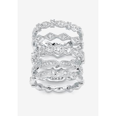 Women's 5-Piece Cubic Zirconia Ring Set by PalmBeach Jewelry in White (Size 10)