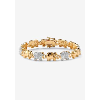 Women's Gold-Plated Round Elephant Charm Bracelet Cubic Zirconia by PalmBeach Jewelry in Gold