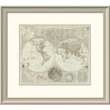 East Urban Home 'Composite: World or Terraqueous Globe, 1787' Framed Print Paper in Gray | 21 H x 24 W x 1.5 D in | Wayfair EASN4298 39508082
