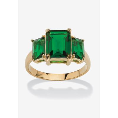 Women's Yellow Gold-Plated Simulated Emerald Cut Birthstone Ring by PalmBeach Jewelry in May (Size 6)