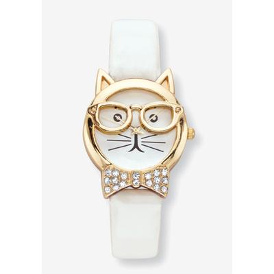 Women's Cat Watch Round Crystal by PalmBeach Jewelry in White