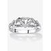 Women's Platinum & Silver Promise Ring with Diamond-Accent by PalmBeach Jewelry in White (Size 5)
