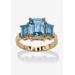 Women's Yellow Gold-Plated Simulated Emerald Cut Birthstone Ring by PalmBeach Jewelry in March (Size 8)