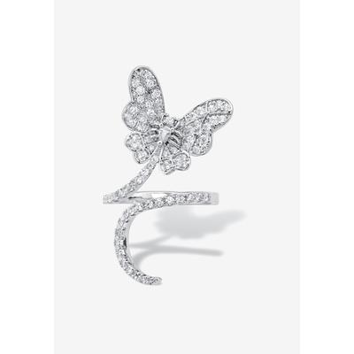 Women's Platinum-Plated Cubic Zirconia Butterfly Ring by PalmBeach Jewelry in White (Size 9)
