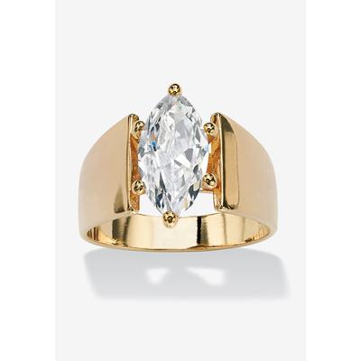 Women's Yellow Gold Plated Cubic Zirconia Solitaire Engagement Ring by PalmBeach Jewelry in Gold (Size 10)