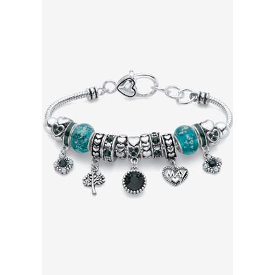 Women's Antique Silvertone Simulated Birthstone 8" Charm Bracelet by PalmBeach Jewelry in May