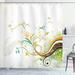 Ebern Designs Trista Abstract Modern Flowers Ivy Leaves Buds Blossoms Wavy Lines Print Single Shower Curtain Polyester | 70 H x 69 W in | Wayfair