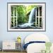 East Urban Home Waterfalls 3D Window Wall Decal Vinyl in Gray/Green | 18 H x 22 W in | Wayfair 3FD140B361A64BB1A930014BD3F43608