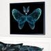 East Urban Home 'Turquoise Fractal Butterfly in Dark' Floater Frame Graphic Art on Canvas in Blue | 14 H x 22 W x 1 D in | Wayfair