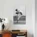 East Urban Home '1950s Teen in Baseball Uniform Winding Up for Pitch' Photographic Print on Wrapped Canvas in Black/Blue/Gray | Wayfair