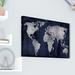 East Urban Home 'The World' Graphic Art Print on Canvas in Silver & Blue Canvas, Cotton in Black/Gray/White | 8 H x 12 W x 0.75 D in | Wayfair