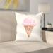 East Urban Home Jetty Printables Watercolor Ice Cream Cone Throw Pillow Polyester/Polyfill blend | 14 H x 14 W x 1.5 D in | Wayfair