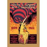 Buyenlarge Noces d'Argent del F.C. Barcelona by J. Segrelles Vintage Advertisement in Black/Red/Yellow | 42 H x 28 W x 1.5 D in | Wayfair
