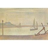 Buyenlarge The Channel at Gravelines in The Evening by George Seurat - Print in White | 24 H x 36 W x 1.5 D in | Wayfair 0-587-71152-LC2436