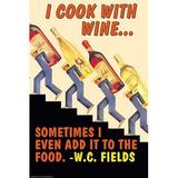 Buyenlarge I Cook w/ Wine...Sometimes I Even Add It to the Food by Wilbur Pierce - Advertisements Print in Black/Blue/Yellow | Wayfair
