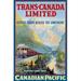 Buyenlarge Trans-Canada Limited - Fastest Train Across the Continent Vintage Advertisement, in Blue/Red/Yellow | 42" H x 28" W x 1.5" D | Wayfair