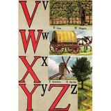 Buyenlarge V, W, X, Y, Z Illustrated Letters by Edmund Evans - Unframed Advertisement Print in White | 36 H x 24 W in | Wayfair 0-587-26750-xC2436