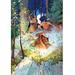 Buyenlarge The Fight in the Forest by Newell Convers Wyeth Painting Print in Blue/Brown/Green | 42 H x 28 W x 1.5 D in | Wayfair 0-587-05006-3C2842
