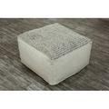 Gracie Oaks Easton Pouf Cotton in Gray/White | 14 H x 24 W x 24 D in | Wayfair Ottomans GRCS3892 45464479