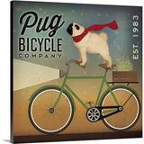 Great Big Canvas 'Pug on a Bike' by Ryan Fowler Vintage Advertisement | 8 H x 8 W x 1.5 D in | Wayfair 2335626_1_8x8