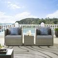 Repose 3 Piece Outdoor Patio Sectional Set by Modway Wicker/Rattan in Gray | Wayfair EEI-3006-LGR-GRY-SET