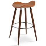 Everly Quinn Moonyean Bar & Counter Stool Upholstered/Leather/Metal/Faux leather in Brown | 30.5 H x 17 W x 18 D in | Wayfair