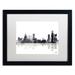 Trademark Fine Art 'Boston Mass Skyline BG-1' Matted Framed Graphic Art on Canvas Canvas, Wood | 11 H x 14 W x 0.5 D in | Wayfair MW0121-B1114MF