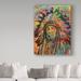 Trademark Fine Art 'Native American V Graphic Art Print on Wrapped Canvas in Brown/Green/Orange | 19 H x 14 W x 2 D in | Wayfair ALI34086-C1419GG