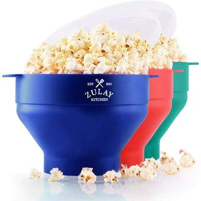Zulay Kitchen 15 Cooked Cups Collapsible Microwave Popcorn Popper, Silicone | 9.5 H x 7.8 W x 2.36 D in | Wayfair Z-SLCN-PPCRN-BLUE