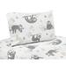 Sweet Jojo Designs Sloth Animal Print Twill Sheet Set Microfiber/Polyester | 96 H x 66 W in | Wayfair TwinSheets-Sloth-PK-GY-PRT