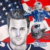 Buy Art For Less Tom Brady by Ed Capeau - Wrapped Canvas Graphic Art Print Canvas, Wood in White, Size 36.0 H x 36.0 W in | Wayfair