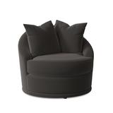 Barrel Chair - Three Posts™ Hosking 36.5 W Swivel Barrel Chair Fabric in Gray/Brown | 31 H x 37 W x 37 D in | Wayfair 2928-20613C