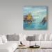 Winston Porter 'Morning Mist I' Acrylic Painting Print on Wrapped Canvas in Blue/Brown/Green | 14 H x 14 W x 2 D in | Wayfair