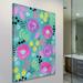 Marmont Hill 'Pink Flowers' by Jill Lambert Painting Print on Wrapped Canvas Canvas, Solid Wood in Blue/Indigo/Pink | 18 H x 12 W in | Wayfair