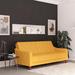 Novogratz Vintage Twin 81.5" Wide Velvet Convertible Sofa Wood/Velvet in Yellow/Brown | 34.5 H x 81.5 W x 33.5 D in | Wayfair 2238179N