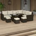 Mercury Row® Dengler 5 Piece Rattan Lounge Dining w/ Cushions Synthetic Wicker/All - Weather Wicker/Wicker/Rattan | Outdoor Furniture | Wayfair