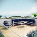 Ivy Bronx Shore 6-piece Outdoor Patio Aluminum Sectional Sofa Set Metal in Blue | Wayfair ORNE3705 41988525