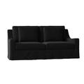 Poshbin Nancy Square Arm Slipcovered Sofa w/ Reversible Cushions Plastic in Black/Brown | 34 H x 38 D in | Wayfair