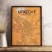 Wrought Studio™ 'Utrecht City Map' Graphic Art Print Poster in Orange Paper in Green/Orange | 17 H x 11 W x 0.05 D in | Wayfair