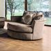 Swivel Chair - Lark Manor™ Adaley 58" W Polyester Swivel Chair & a Half Wood/Polyester in Brown | 38 H x 58 W x 58 D in | Wayfair