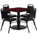 Flash Furniture Jamie 36" Square Table Set w/ Round Base & 4 Trapezoidal Back Banquet Chairs Plastic/Acrylic/Metal in Brown | Wayfair RSRB1012-GG