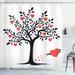 The Holiday Aisle® Valentines Day Love Themed Tree w/ Heart Romance Fruits Leaves Forest Couple Art Single Shower Curtain | 75 H x 69 W in | Wayfair