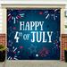 The Holiday Aisle® Fireworks Happy 4th of July Garage Door Mural Polyester in Blue | 84 H x 96 W x 1 D in | Wayfair