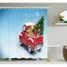 The Holiday Aisle® Christmas Red Truck Xmas Tree Single Shower Curtain Polyester | 75 H x 69 W in | Wayfair THLA2025 39393995