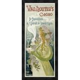 Global Gallery 'Van Houten's Cacao' by Privat Livemont Framed Vintage Advertisement Metal in Gray/Green | 32 H x 14.28 W x 1.5 D in | Wayfair