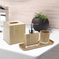 Everly Quinn 4 Piece Bathroom Accessory Set Plastic in Brown | Wayfair D360DD9AE3D643069002A43E6347773A